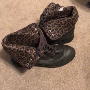 Combat Boots W/ Cheetah Print Inside